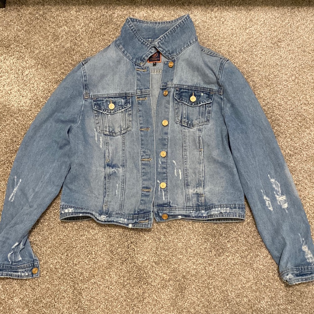 Denim Blue,White Faded Jacket